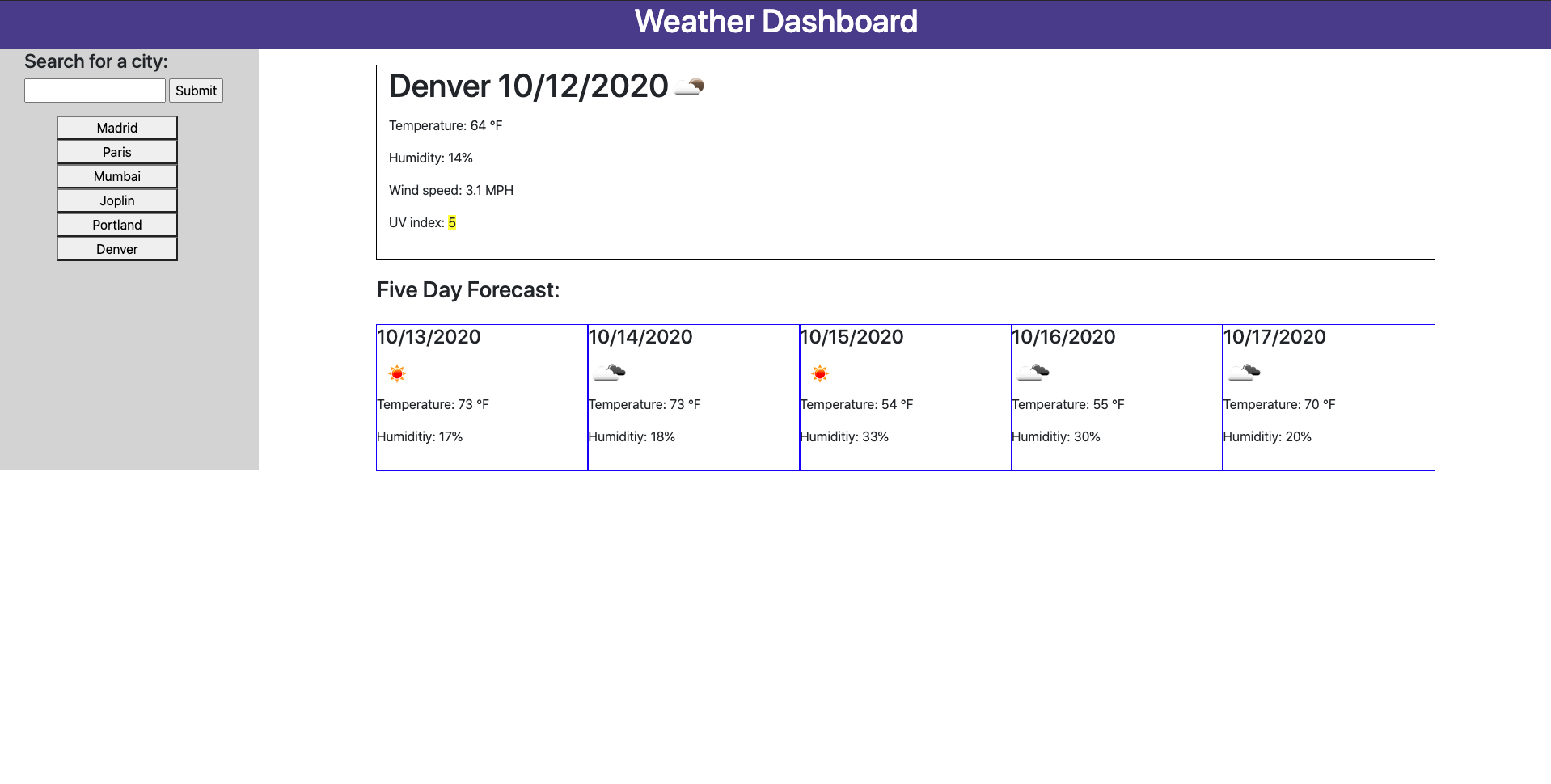 Weather Dashboard Image